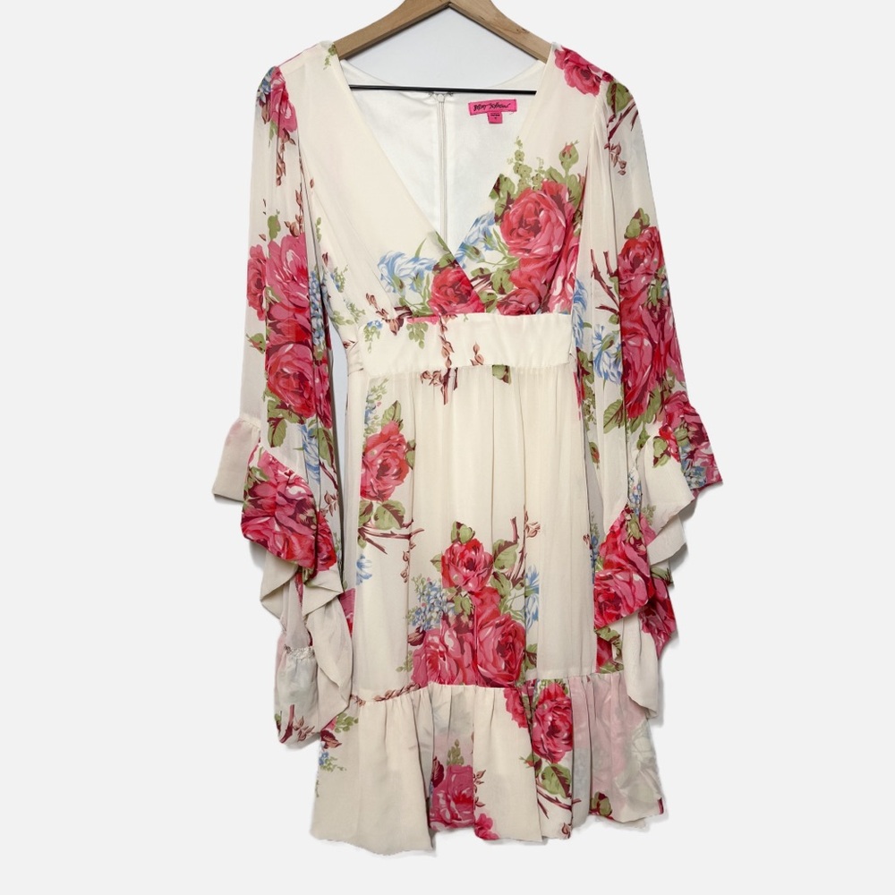 Betsey Johnson Bambi floral boho bohemian hippie flowy dress coquette girl sz 12 - Picture 3 of 14